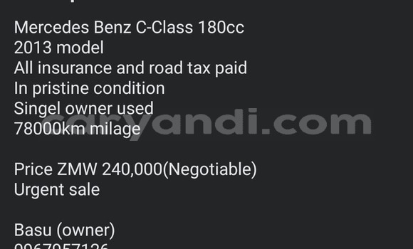 Buy Used Mercedes-Benz C180 coupe Silver Car in Lusaka in Zambia